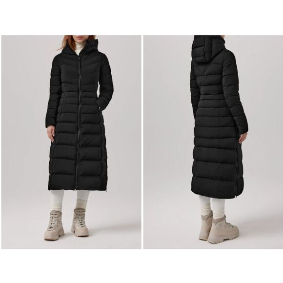 Canada Goose Womens Black Clair Long 750 Fill Power Down Puffer Coat Size Medium